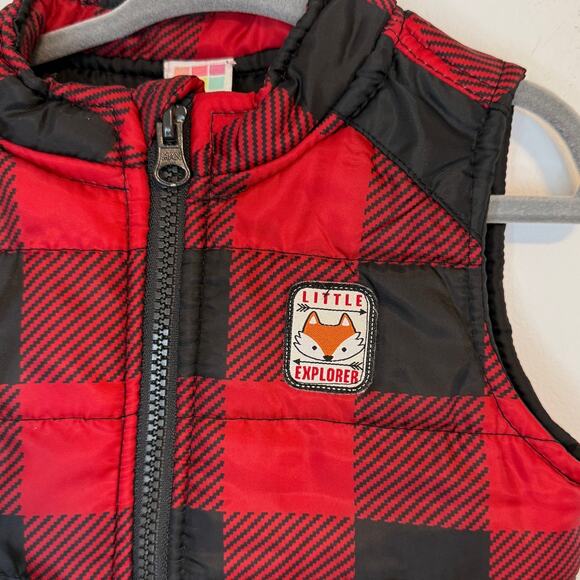 Healthtex Baby Buffalo Plaid Puffer Vest In Red Black Size 18 Months - Picture 2 of 6